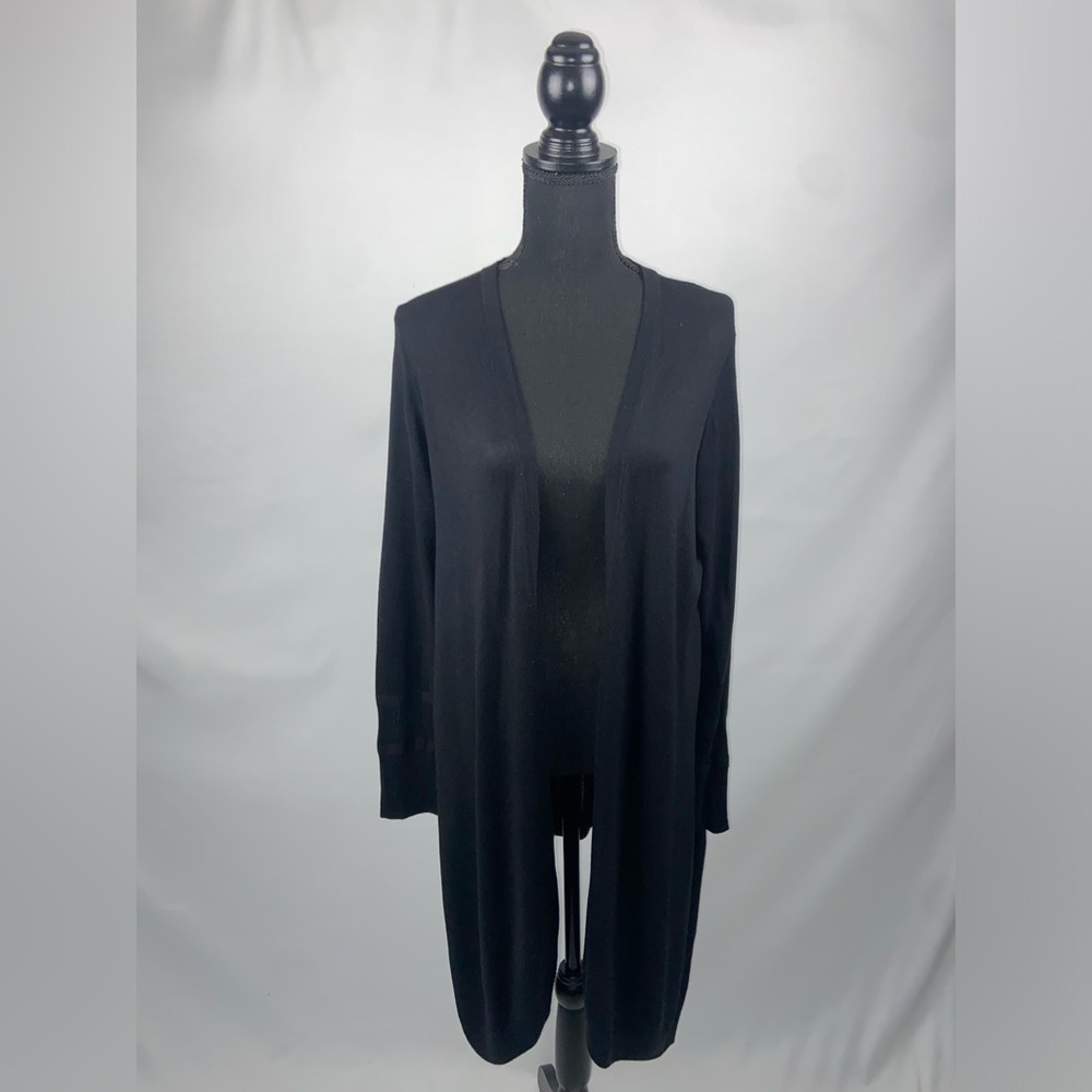 St. John Sweater Open Cardigan Medium Black